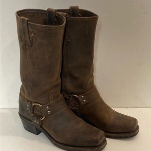 Women’s Frye Harness 12r Biker Moto Brown Leather Boots Size 6.5